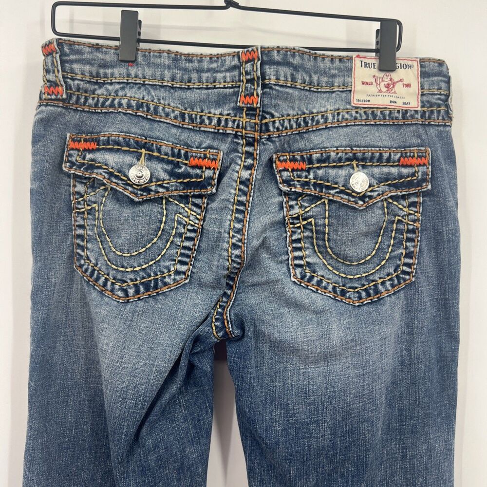 True Religion Billie Mid Rise Straight Jeans Womens 31 Rope Stitch Orange - Picture 6 of 14